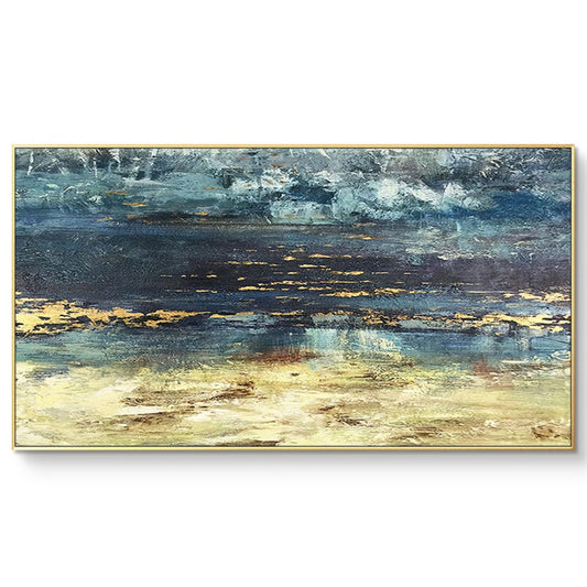 Gold Foil Texture Wall Art Picture 100% Hand Painted Modern Abstract Oil Painting On Canvas For Living Room Home Decor No Frame