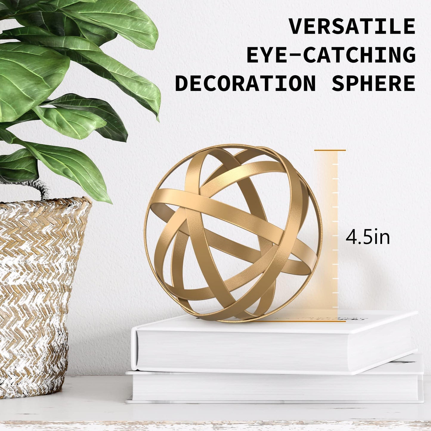 Gold Metal Decorative Sphere for Home Decor Distressed Gold Hand Painted Modern Decorative Balls for Living Room Bedroom Kitchen Bathroom Office Table Decorative Orbs for Сenterpiece